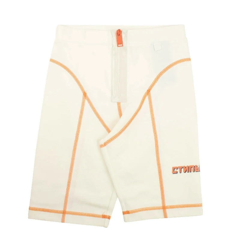 Black tight trousers for women with sleek design and versatile styling options -Heron Preston Stitch Biker Shorts - White/Orange