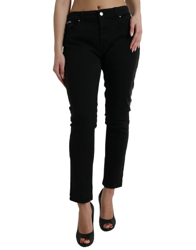 Skinny tight trousers for women with ankle-length and flattering cut -Dolce & Gabbana   Two Tone blue Logo Skinny Women's Jeans