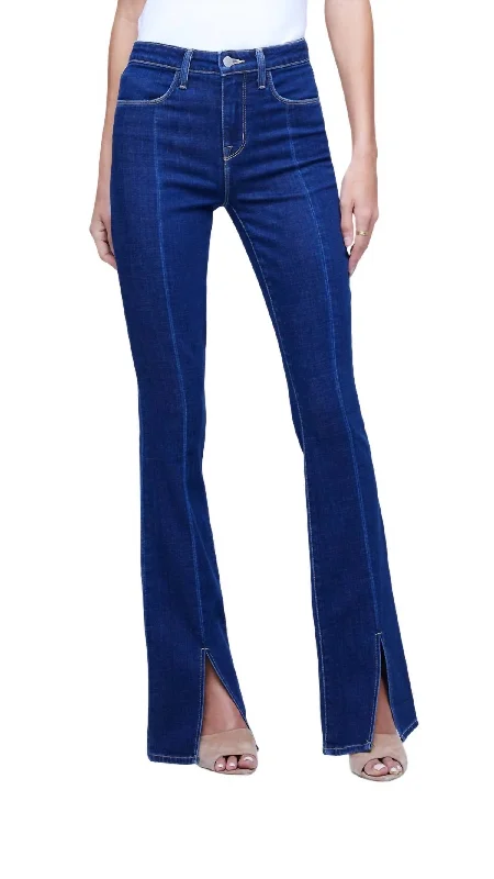 Comfortable tight trousers for women with soft cotton fabric and stretch -Beatrix Bootcut Pant In Arroyo