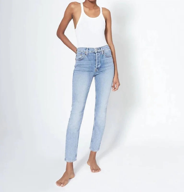 Tight cargo trousers for men with functional pockets and slim-fit style -90's High Rise Ankle Crop Jean In Mid 90's