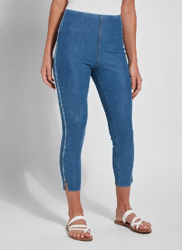 Casual tight trousers for women with cotton blend fabric for easy everyday wear -Cropped Side Slit Denim