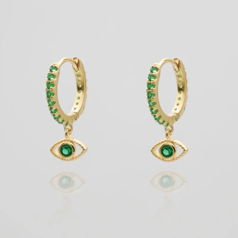 Hoop earrings with floral motifs for a feminine and nature-inspired look-Ana Eye Huggie Earrings