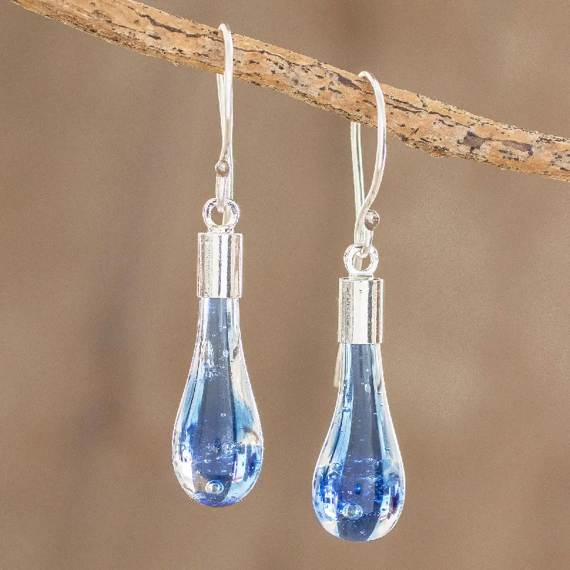 Best hoop earrings with gold for a luxurious and timeless look-Blue Bay Handcrafted Art Glass Dangle Earrings from Costa Rica