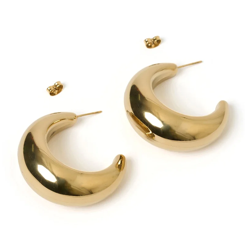 Hoop earrings with leather accents for a sleek and bold combination-Cali Gold Earrings