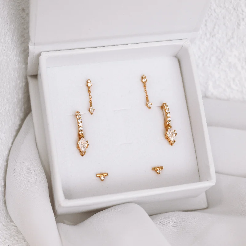 Best hoop earrings with delicate chain details for a trendy and stylish design-Cass - Gold or Silver Sterling Silver Stack