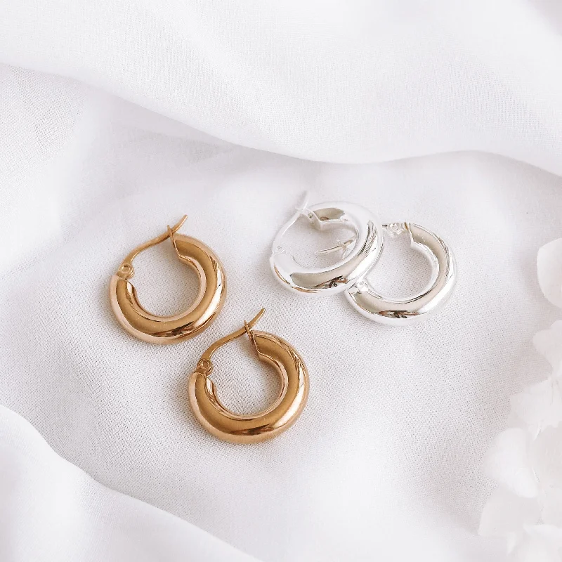 Hoop earrings with heart-shaped frames for a romantic and feminine look-Catelyn - Stainless Steel Hoop Earrings