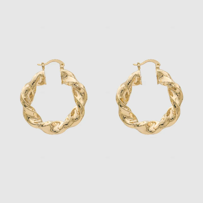 Hoop earrings with polished metal for a shiny and high-quality finish-Maya Thick Twisted Hoops