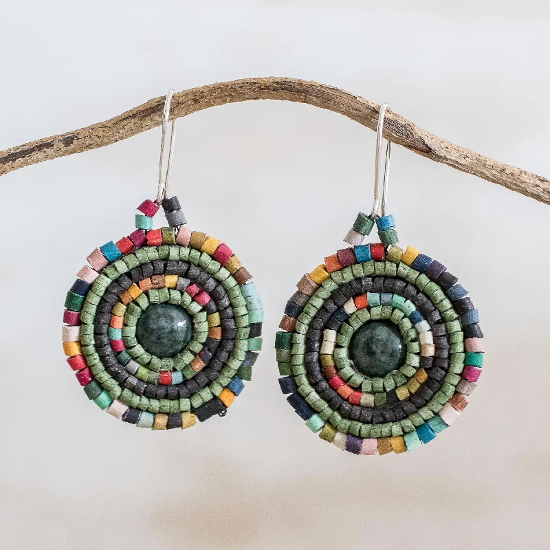 Best hoop earrings with rose gold for a romantic and warm aesthetic-Cultural Essence Jade and Colorful Ceramic Beaded Dangle Earrings