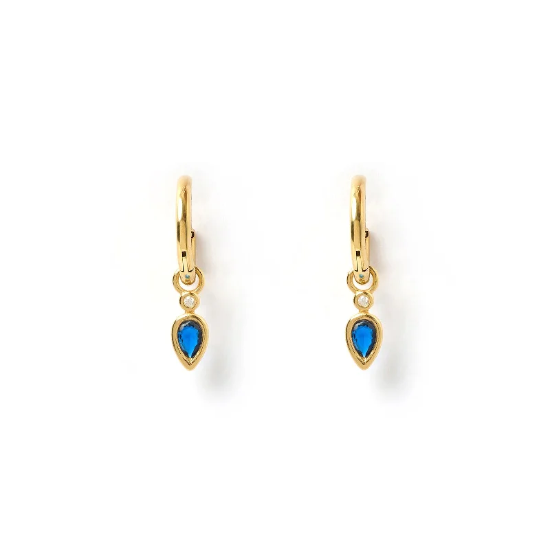 Best hoop earrings with turquoise stones for a bohemian-inspired vibe-Daisy Gold Earrings - Sapphire