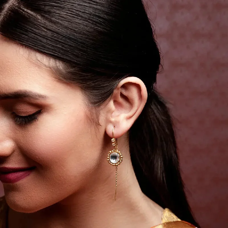 Hoop earrings with diamond-cut surfaces for added sparkle and shine-92.5 Silver Sui Dhaga