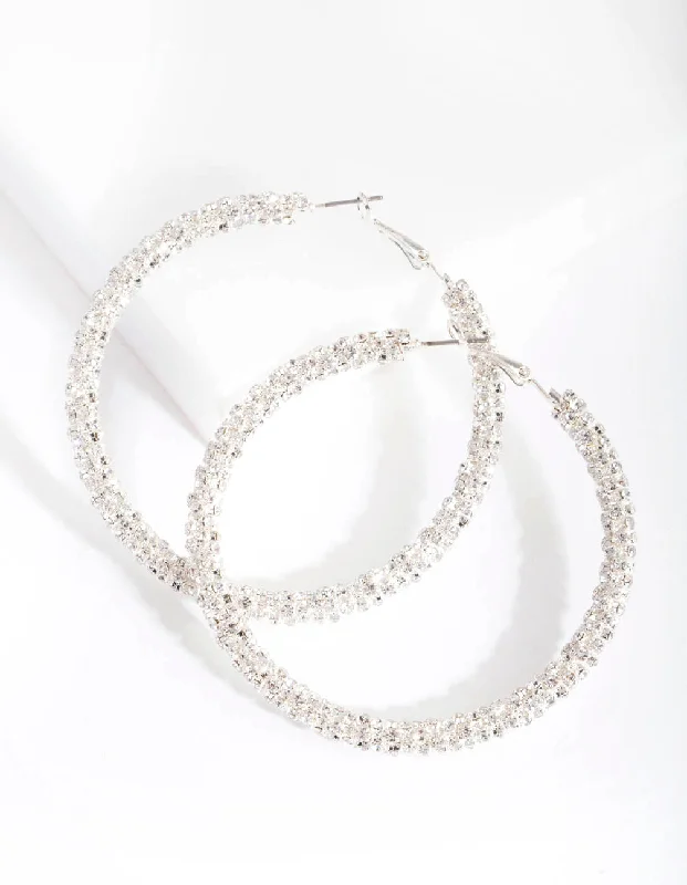 Hoop earrings with polished metal for a shiny and high-quality finish-Diamante Hoop Earrings