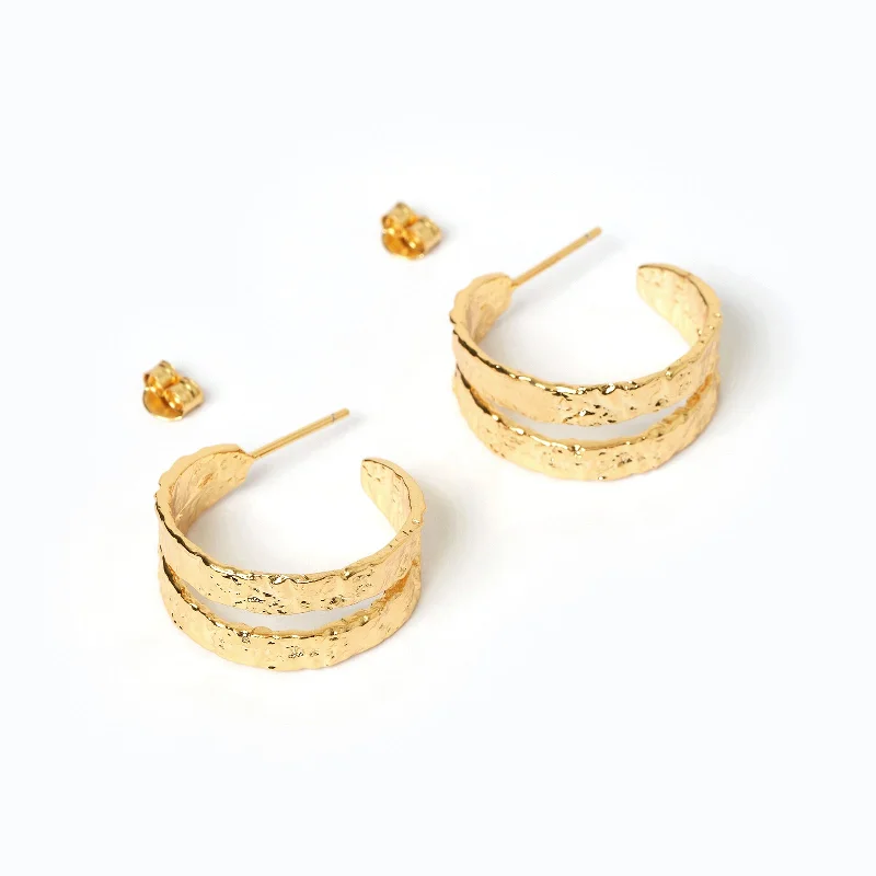 Hoop earrings with stacked layers for a bold and textured design-Elodi Gold Hoop Earrings