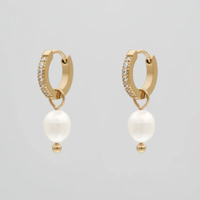 Best hoop earrings with intricate beaded details for a textured, stylish appearance-Esme Pearl Huggie Earrings