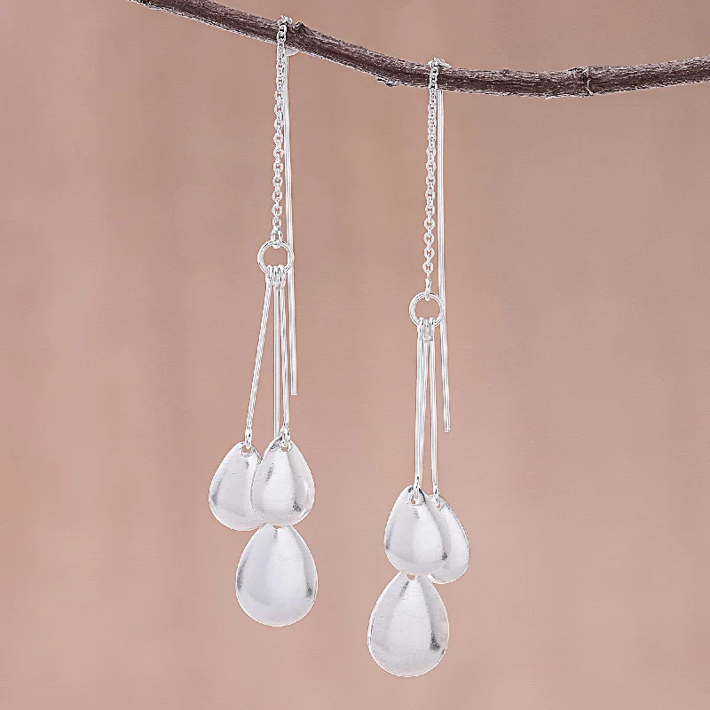 Best hoop earrings with intricate beaded details for a textured, stylish appearance-Fashionable Drops Drop-Pattern Sterling Silver Dangle Earrings from Thailand