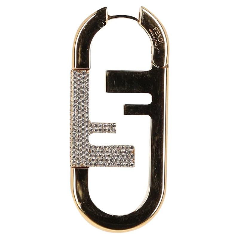 Lightweight hoop earrings for comfortable and all-day wear-Fendi O'Lock Crystal Embellished Earring In Gold Metal