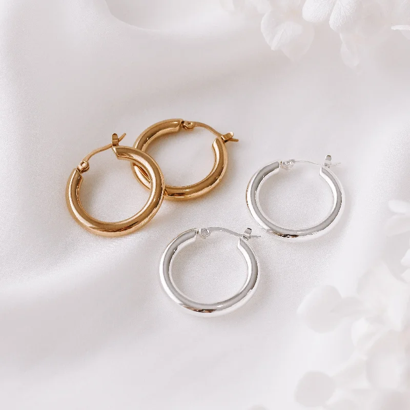 Hoop earrings with rhinestone embellishments for a glamorous and sparkling look-Gemma - Gold or Silver Plated Stainless Steel Hoops