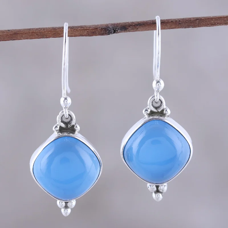 Best hoop earrings with cubic zirconia for a budget-friendly, dazzling look-Gleaming Grandeur Chalcedony Dangle Earrings from India