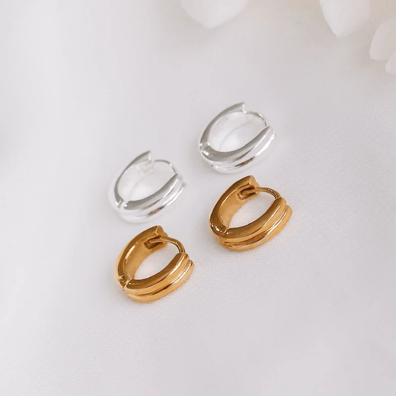 Hoop earrings with cut-out designs for a creative and lightweight effect-Gretta - Stainless Steel Hoop Earrings