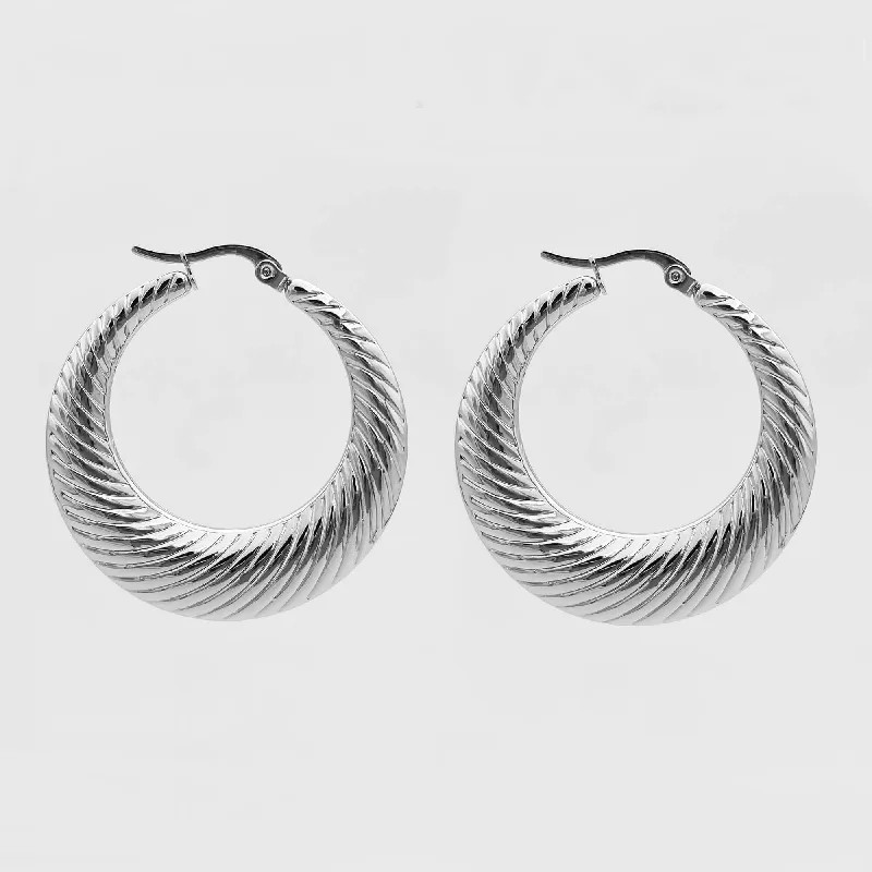 Hoop earrings with artistic filigree designs for an intricate, delicate finish-Julia Silver Hoops