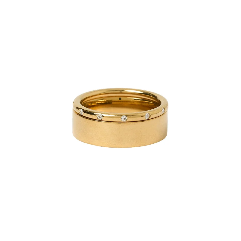 Best hoop earrings with enamel details for a colorful and modern look-Ladera Gold Ring Stack