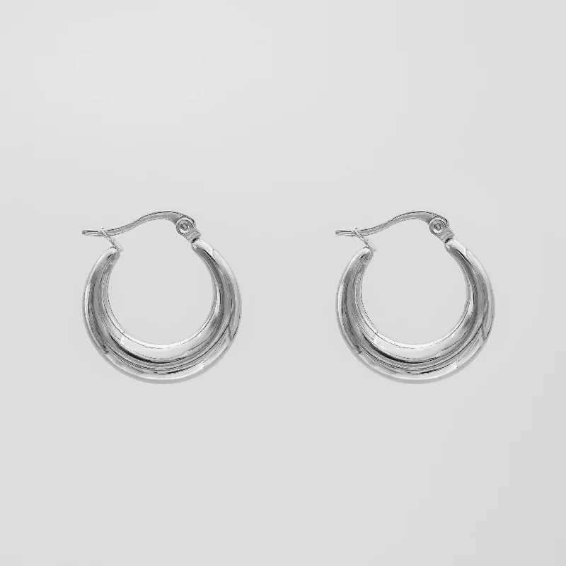 Hoop earrings with colorful beads for a fun and playful vibe-Lina Hoop Earrings | Silver