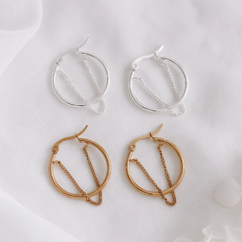 Hoop earrings with multi-tone finishes for a colorful and layered effect-Mercedes - Gold Infused or Silver Stainless Steel Hoops