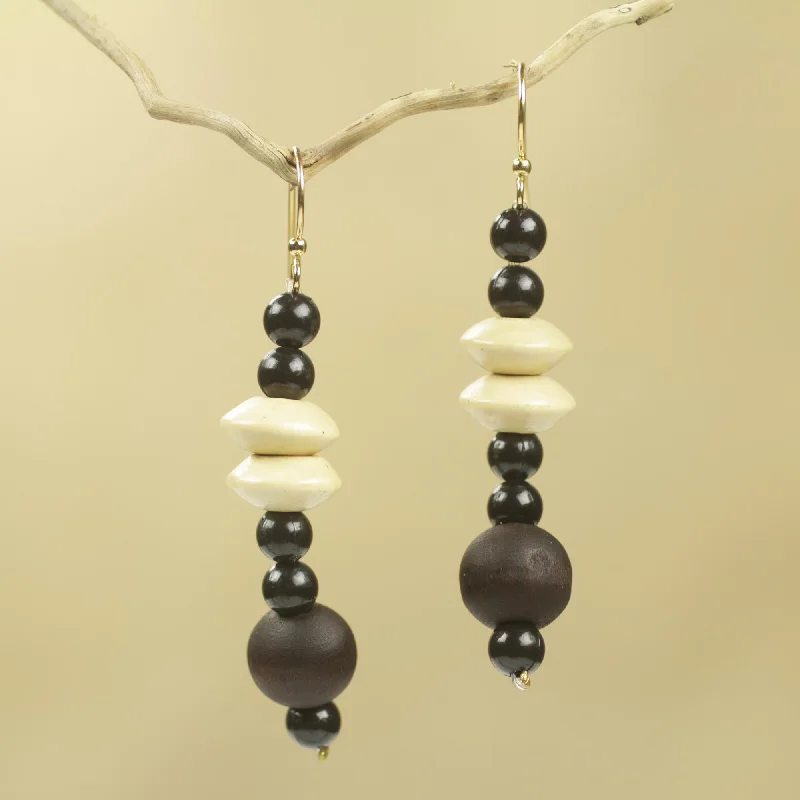 Best hoop earrings with matte finish for a sophisticated, understated design-Muse Artisan Crafted Wood and Recycled Beads Earrings