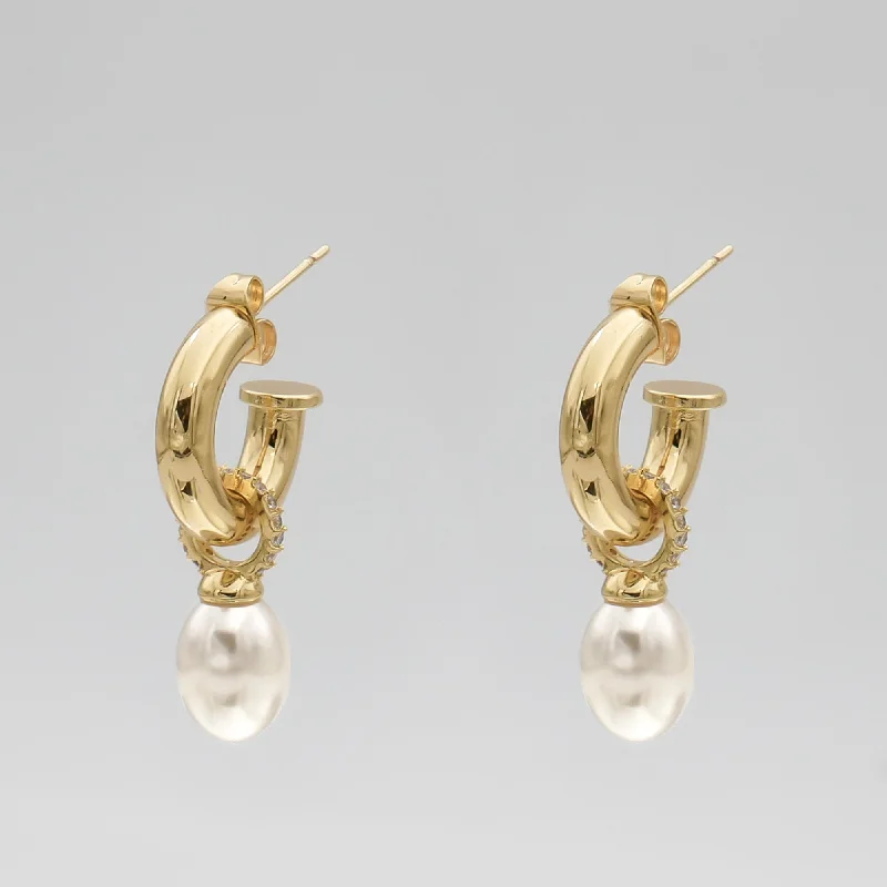 Best hoop earrings with sparkling cubic zirconia for a brilliant, budget-friendly effect-Nala Pearl Earrings