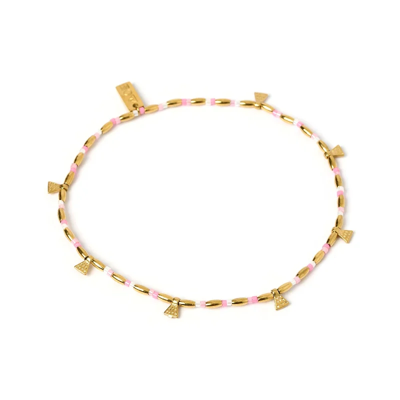 Hoop earrings with resin accents for a bold and colorful design-Natalia Gold Anklet - Peony