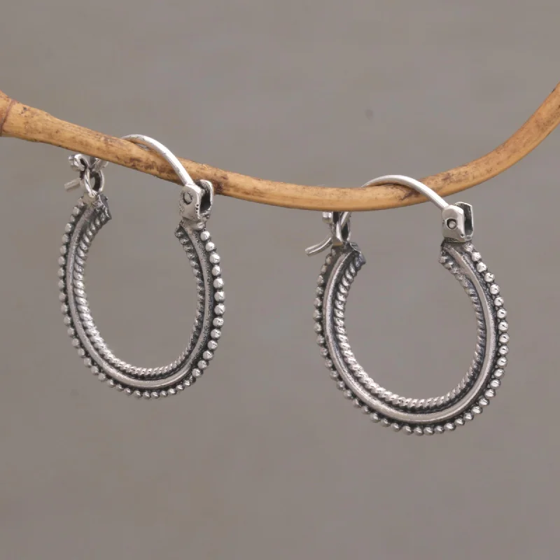 Best hoop earrings with lever-back closures for secure and easy wear-On Rotation One Inch Diameter Sterling Silver Hoop Earrings