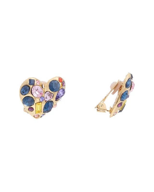 Hoop earrings with stacked layers for a bold and textured design-Oscar de la Renta 14K Heart Earrings