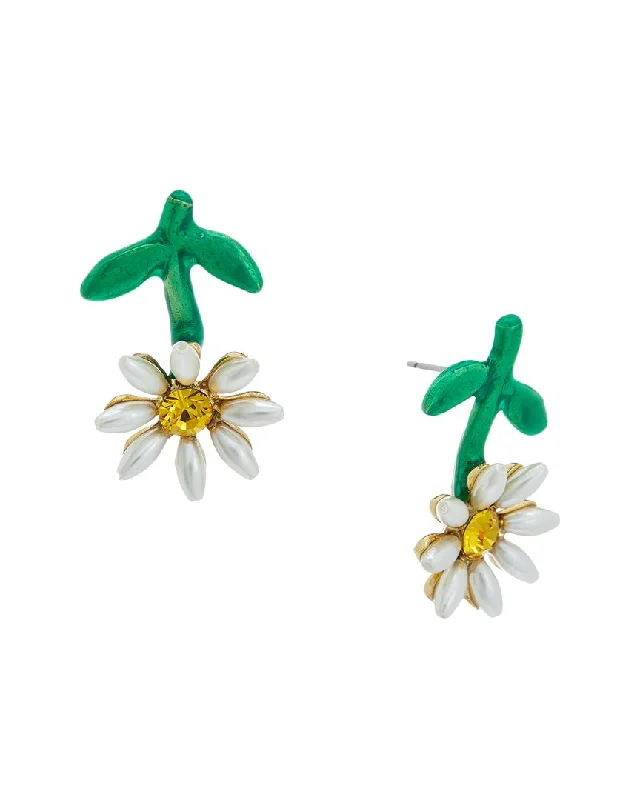 Best hoop earrings with vintage coins for a retro, antique-inspired style-Oscar de la Renta 14K Upside Down Flower Earrings