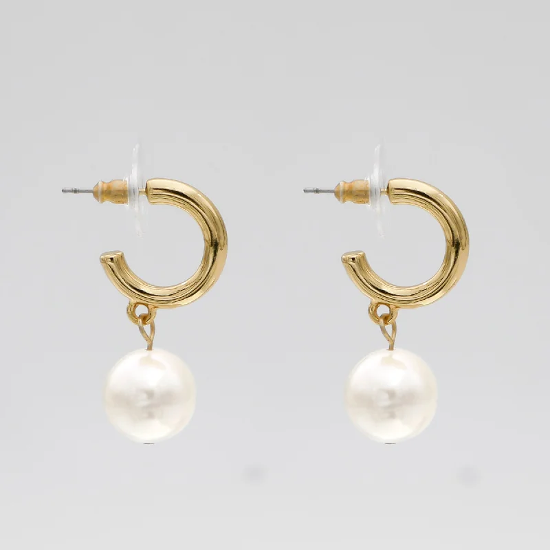 Hoop earrings with textured gold for a refined and sophisticated aesthetic-Peri Pearl earrings