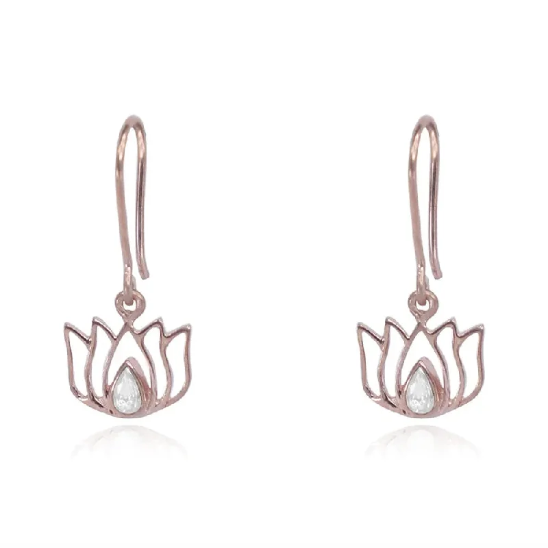 Lightweight hoop earrings for comfortable and all-day wear-Silver 92.5 Lotus Earring