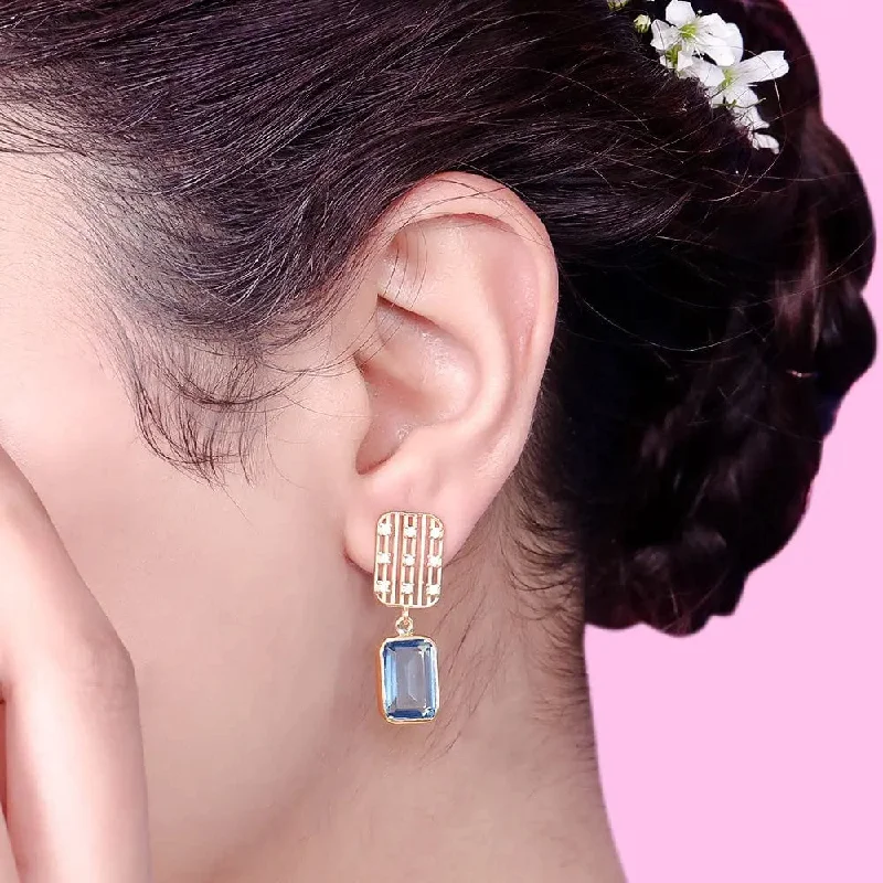 Hoop earrings with gold accents for a warm, elegant statement piece-SILVER 92.5 BLUE ZIRCON EARRING