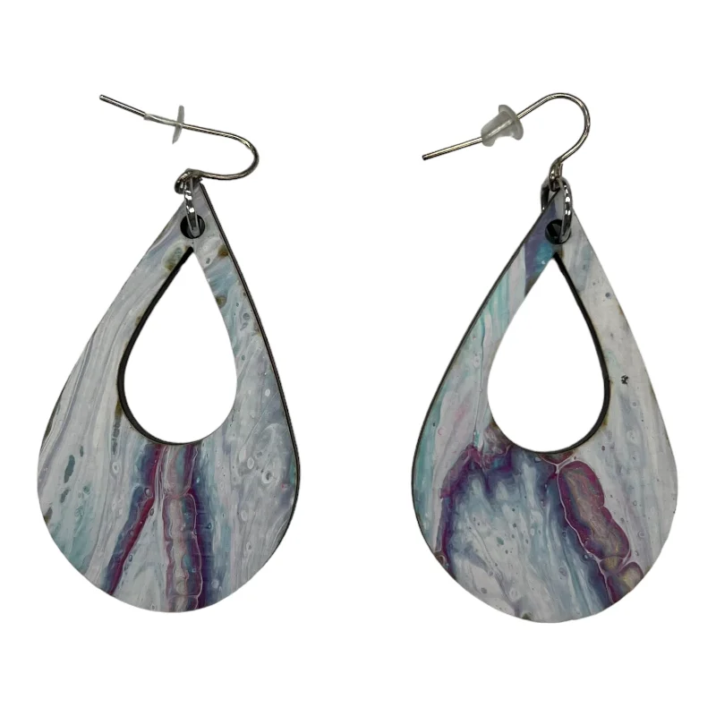 Best hoop earrings with stacked layers for a dimensional and bold look-PURPLE & WHITE EARRINGS DANGLE/DROP by CMF