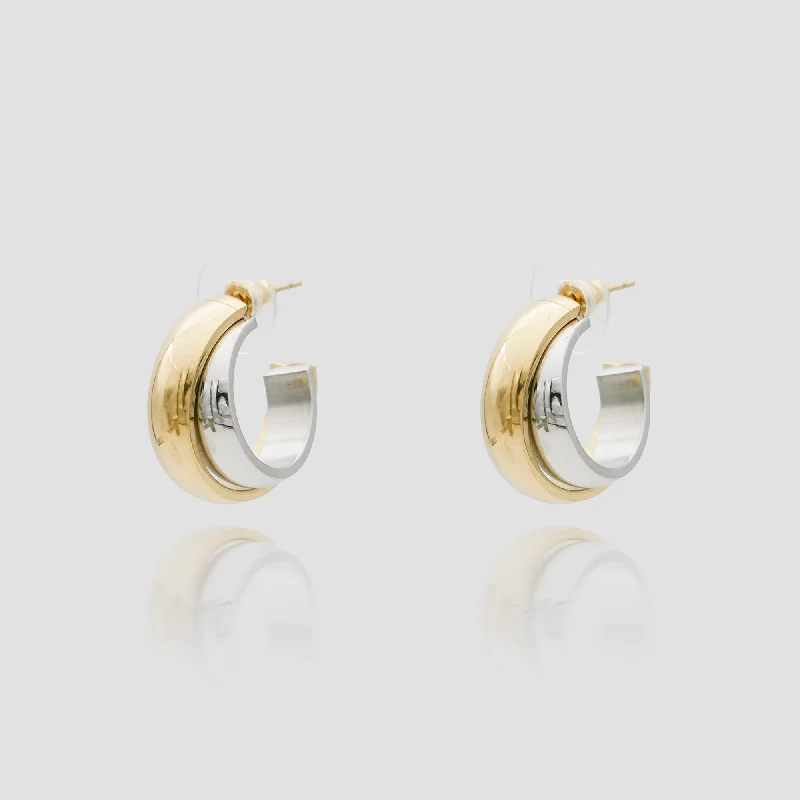 Hoop earrings with open designs for a modern, lighthearted vibe-Rina Two Tone Earrings