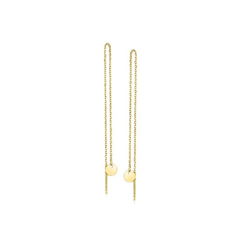 Best hoop earrings with geometric hexagon shapes for a modern, angular look-RS Pure by Ross-Simons Italian 14kt Yellow Gold Circle Drop Threader Earrings