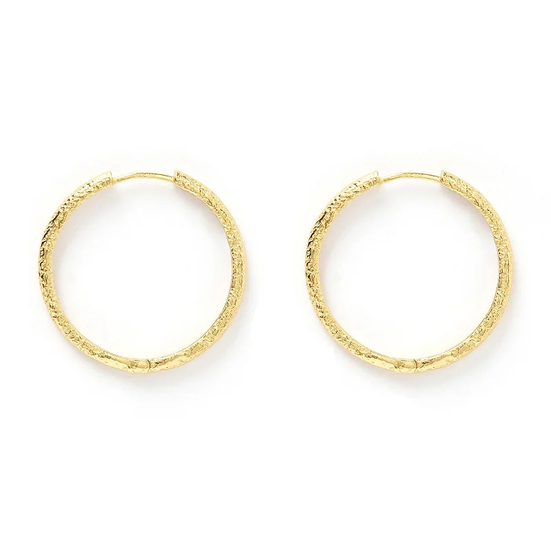 Stylish hoop earrings with diamond accents for an elegant and sparkling effect-Sebastian Gold Hoop Earrings