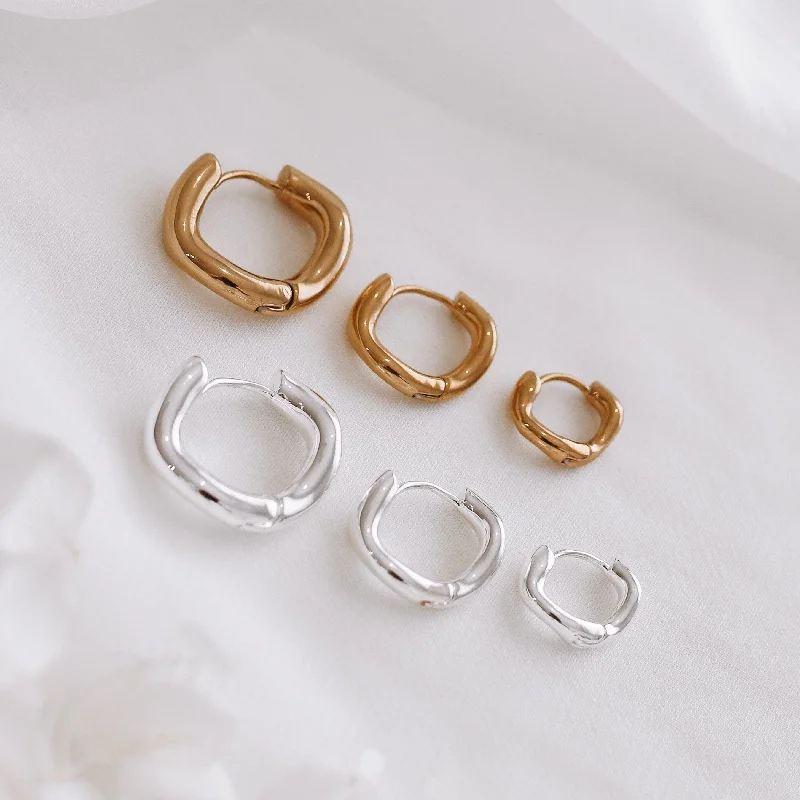 Best hoop earrings with geometric hexagon shapes for a modern, angular look-Serafina - Gold or Silver Stainless Steel Hoops