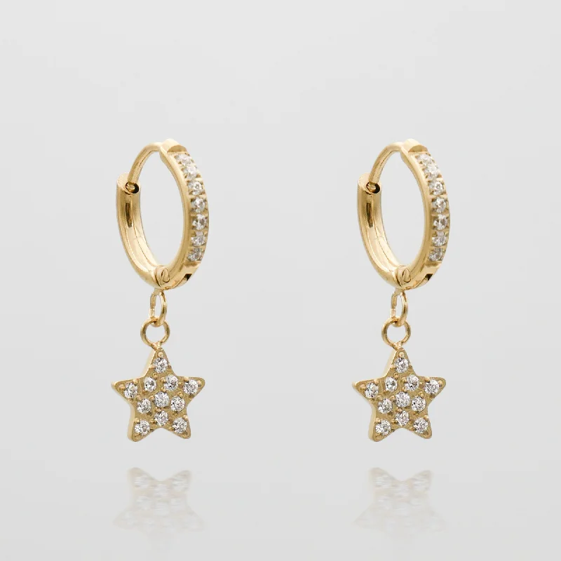 Best hoop earrings with sparkling cubic zirconia for a brilliant, budget-friendly effect-Seren Star Huggie Earrings