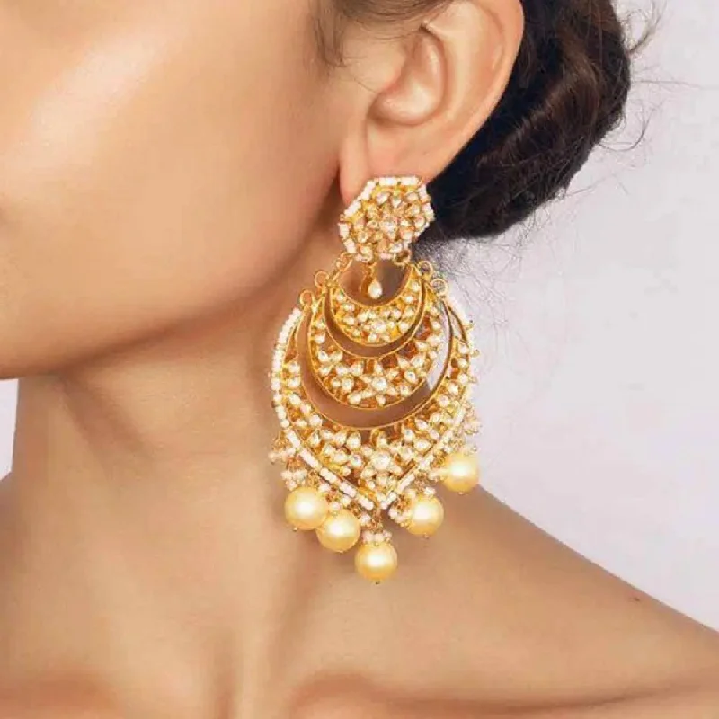 Best hoop earrings with geometric cuts for a sharp, modern appeal-Silver Gold Plated Chandbali