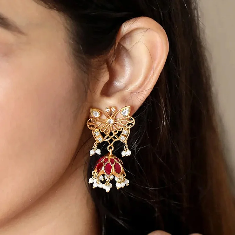 Hoop earrings with open designs for a modern, lighthearted vibe-Silver Butterfly Jhumka