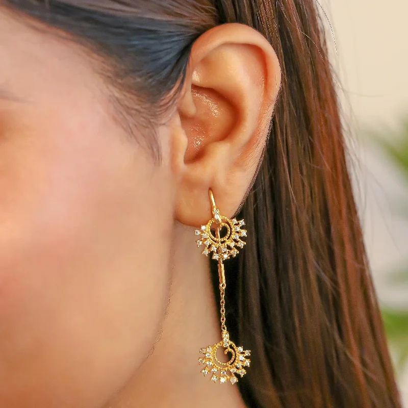 Hoop earrings with leather accents for a sleek and bold combination-Silver Sparkling Zircon sui dhaga earring