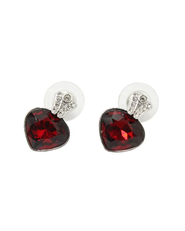 Hoop earrings with a matte finish for a sleek and sophisticated appearance-Swarovski Oceanic Pierced Earrings in Red Crystal