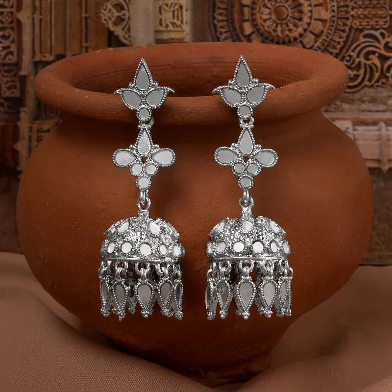 Medium hoop earrings for an everyday look with the perfect balance of style-Teejh Faalguni Silver Oxidised Earring