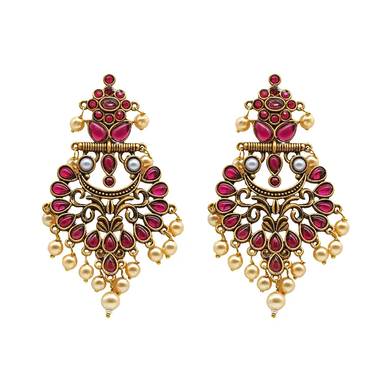 Best hoop earrings with turquoise stones for a bohemian-inspired vibe-Teejh Saanchi Magenta Gold Enamel Earrings