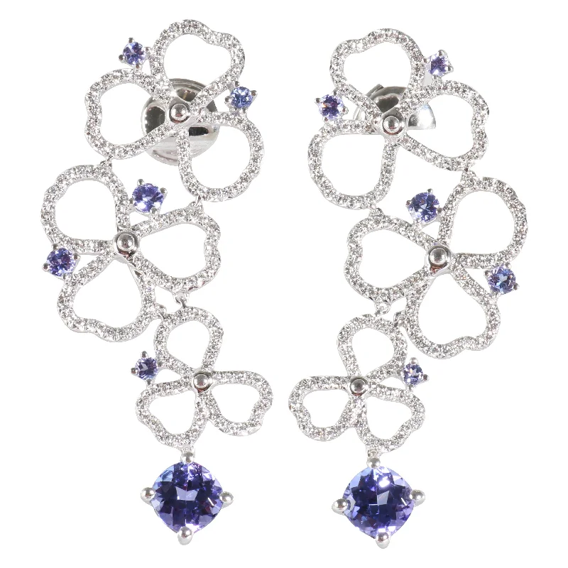 Hoop earrings with polished silver finish for a shiny, modern appeal-Tiffany & Co. Paper Flowers Tanzanite Earrings in 18k White Gold 0.56 CTW