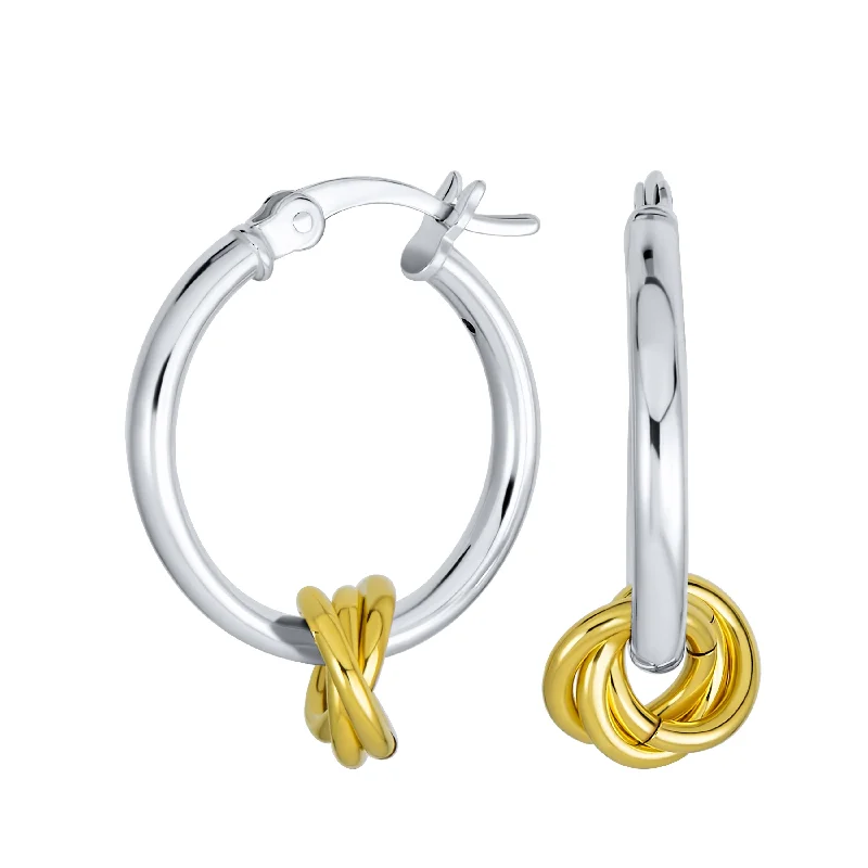 Best hoop earrings with snake-inspired designs for an edgy and fierce vibe-Twisted Love Knot Hoop Huggie Earrings Gold Plated Sterling Silver 1 Inch