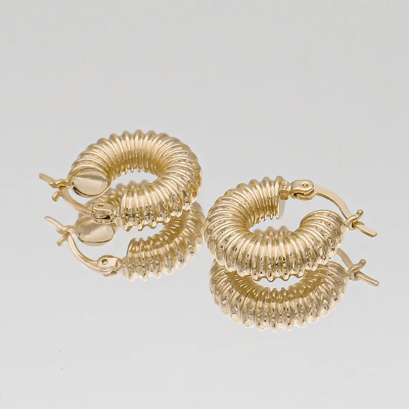 Hoop earrings with open designs for a modern, lighthearted vibe-Zuri Ridge Hoop Earrings